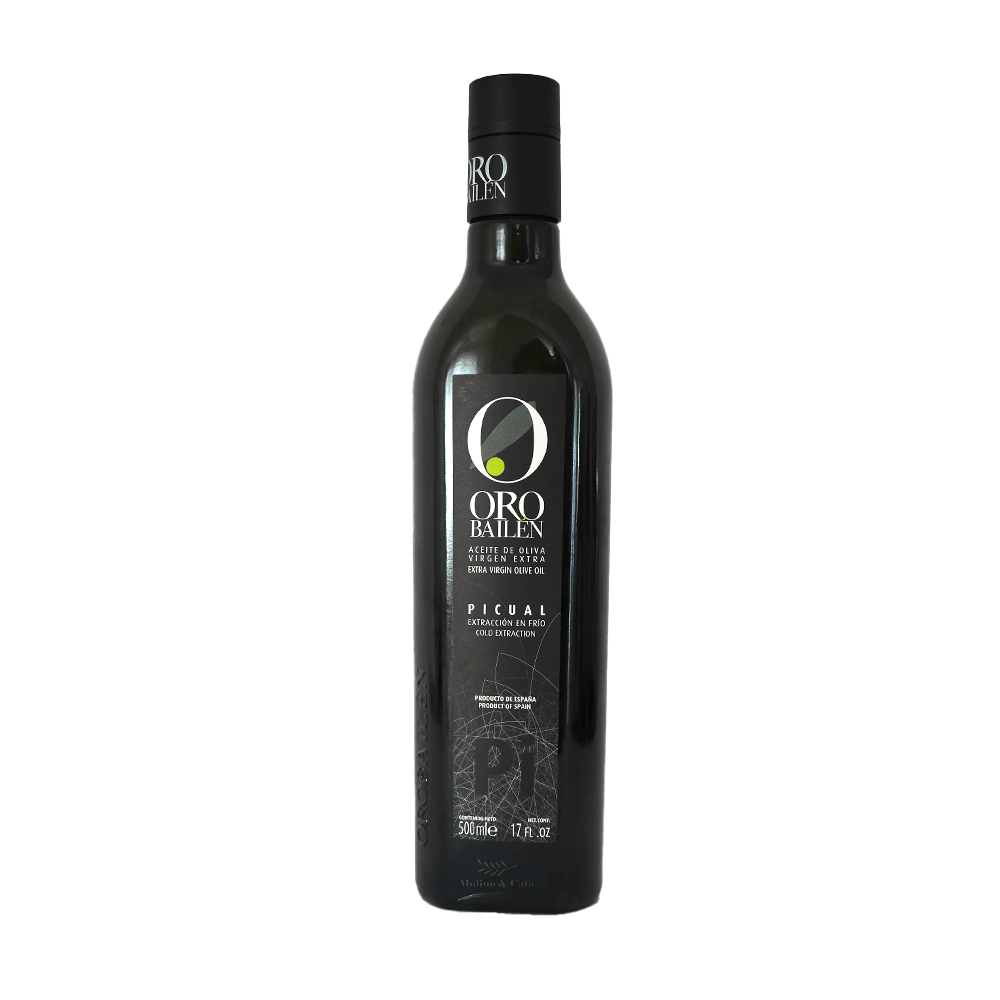 Botella de aceite de Oliva Virgen Extra Oro Bailén Picual 500ml frente