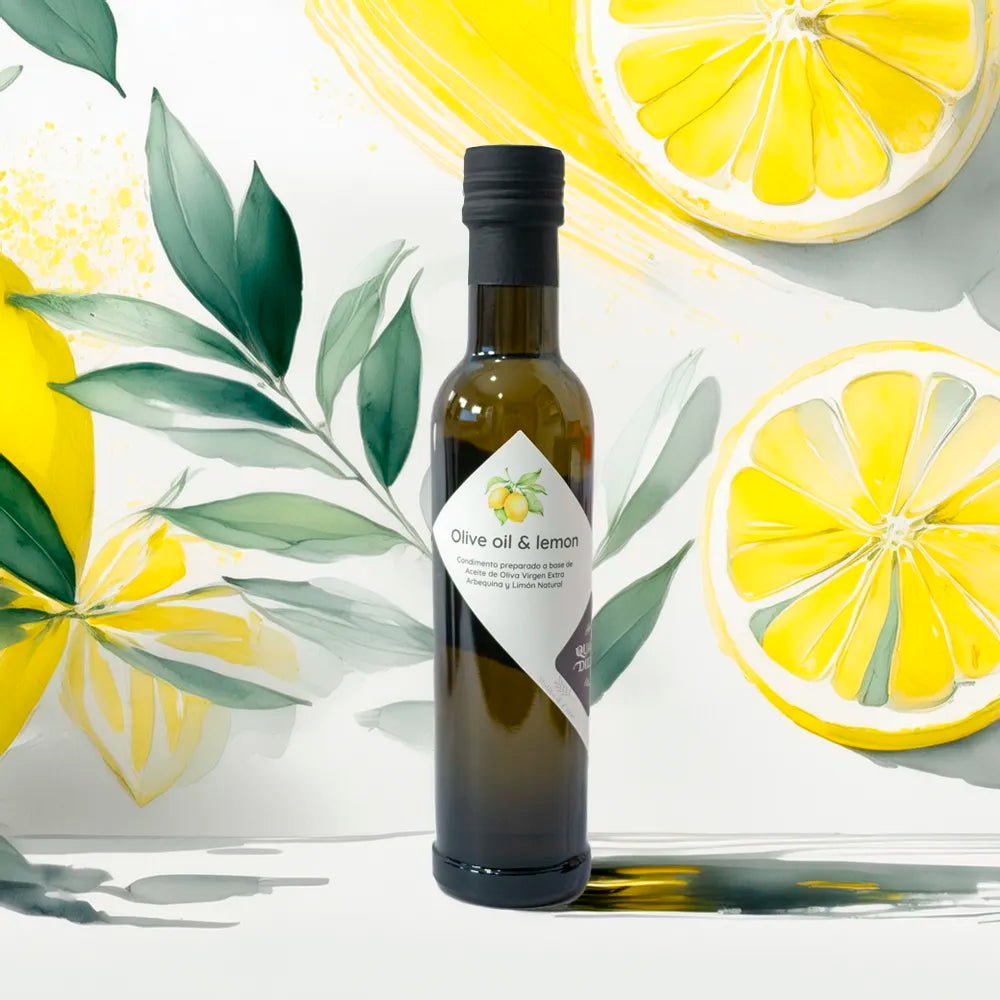 Quaryat Olive Oil & Lemon con fondo acuarela