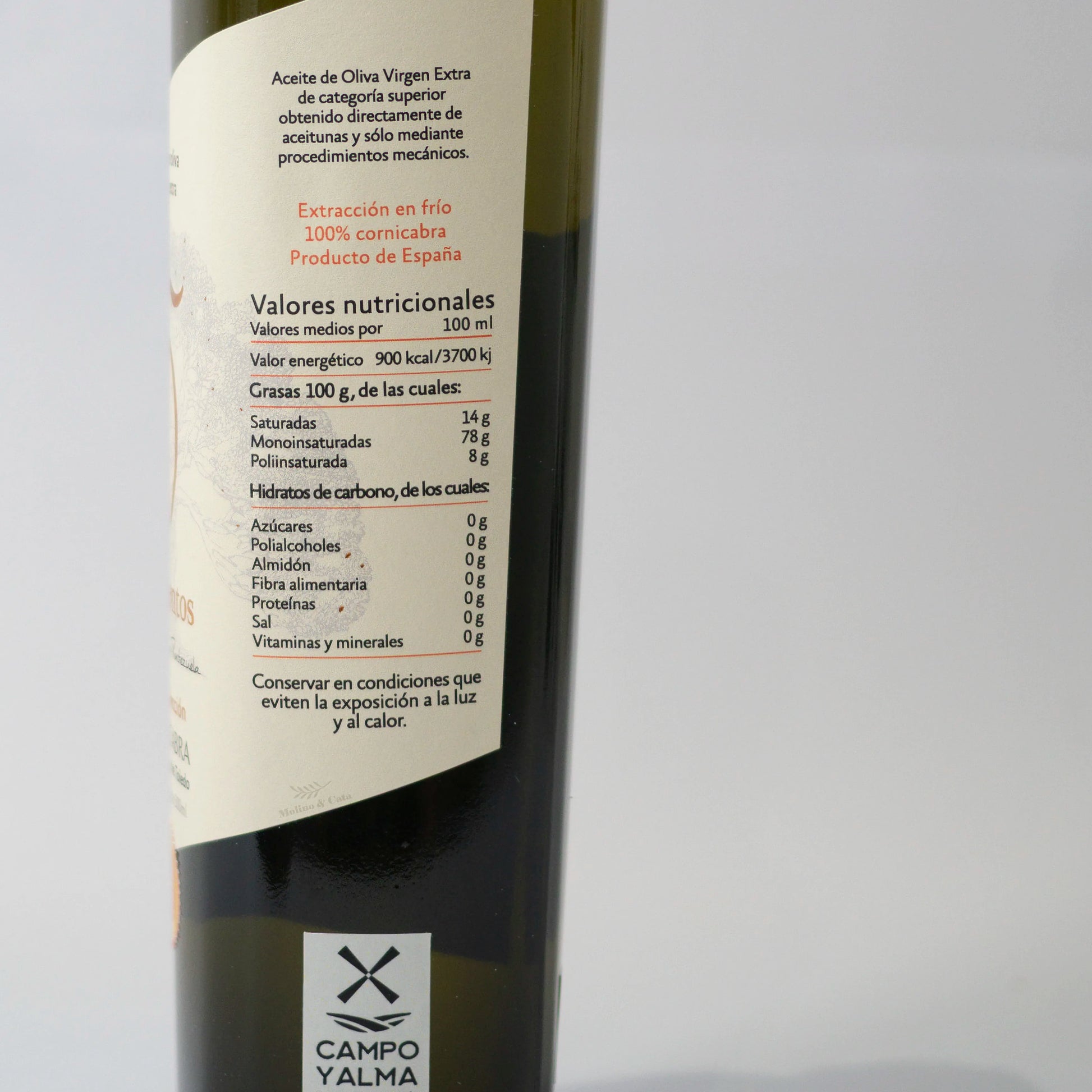 5 elementos gran selección cornicabra 500ml de finca la pontezuela detalle de la etiqueta