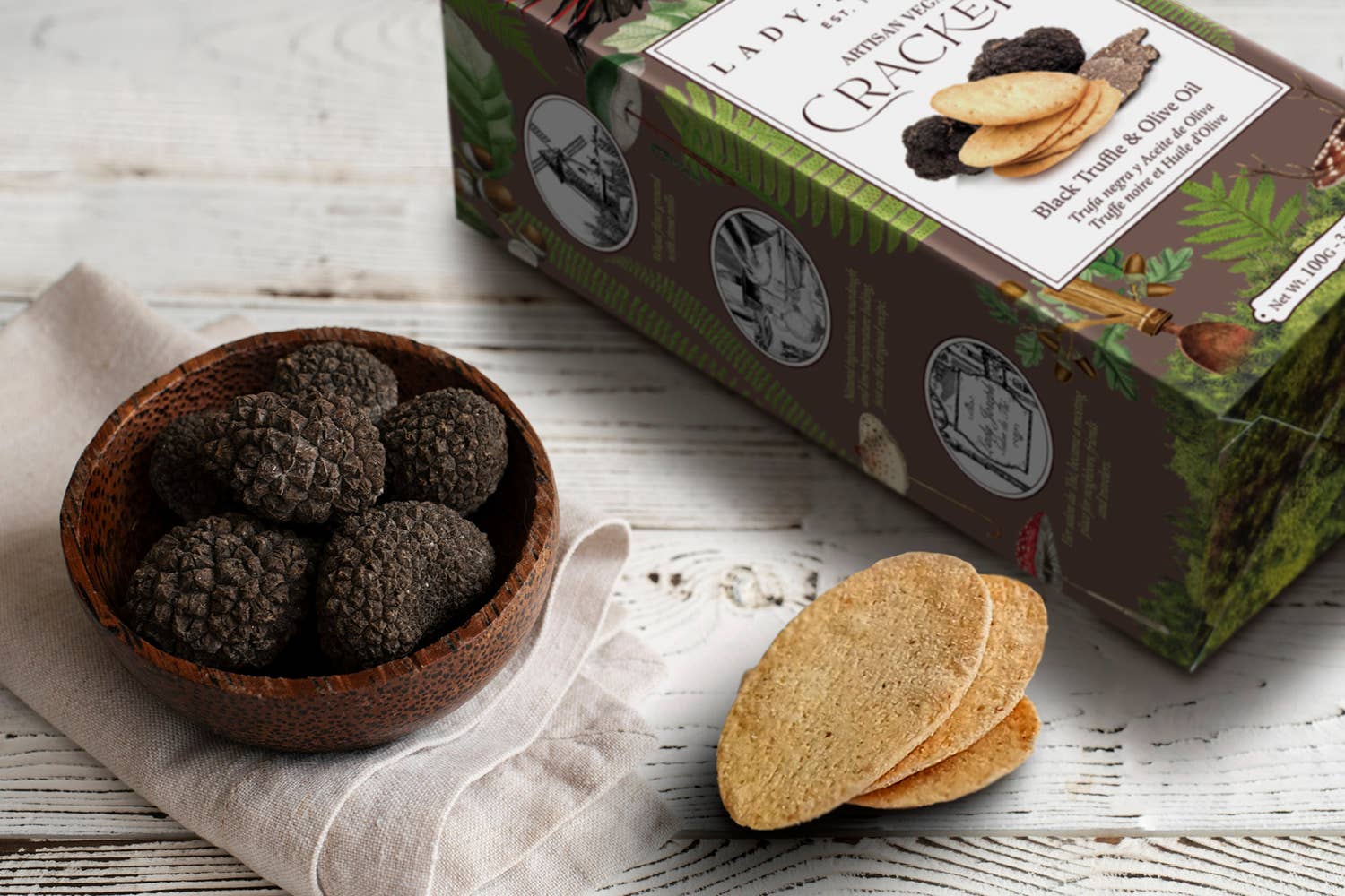 Crackers con trufa negra y Aceite de Oliva