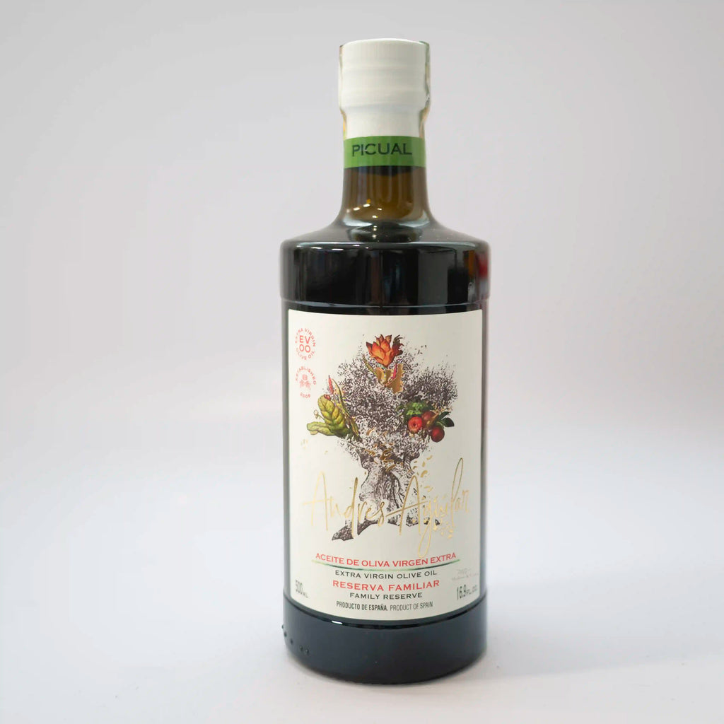 Aceite de Oliva Virgen Extra Premium Andres Aguilar Picual 500ml foto de estudio