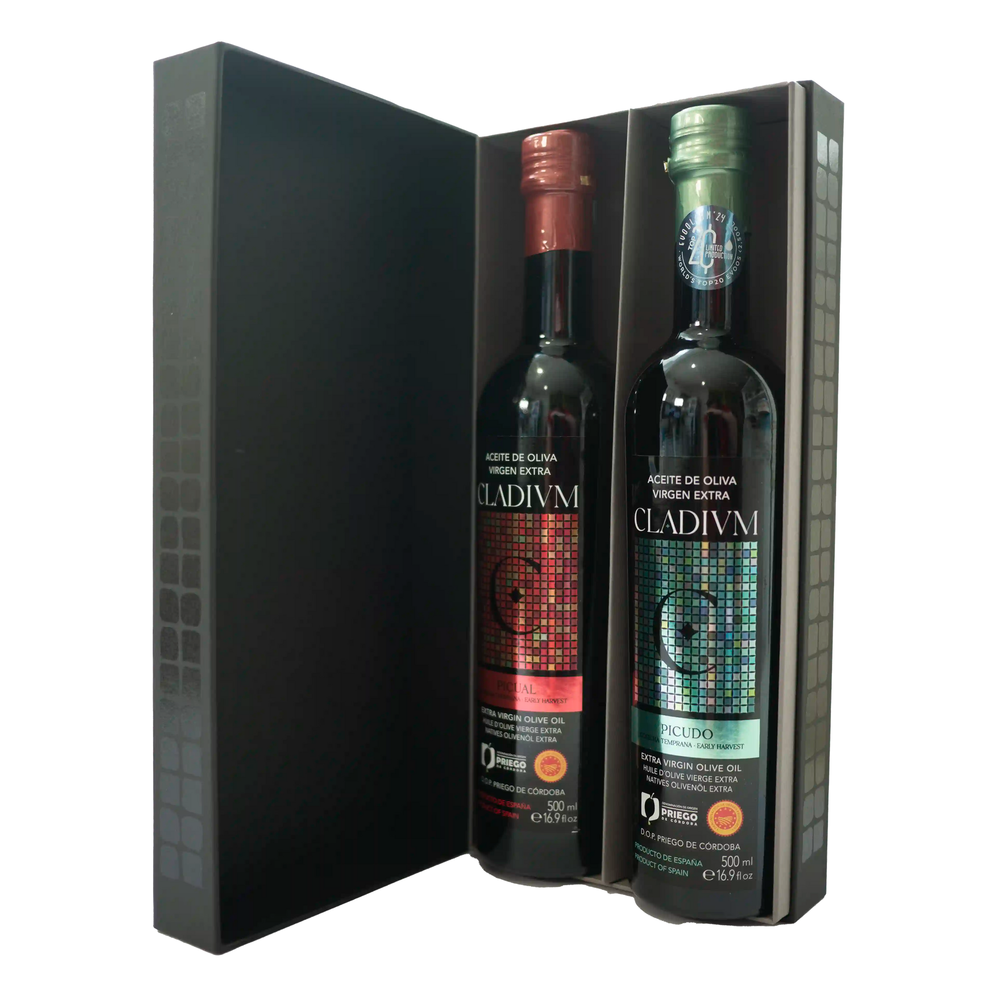 Estuche regalo de Cladivm con variedades Picual y Picudo 500ml