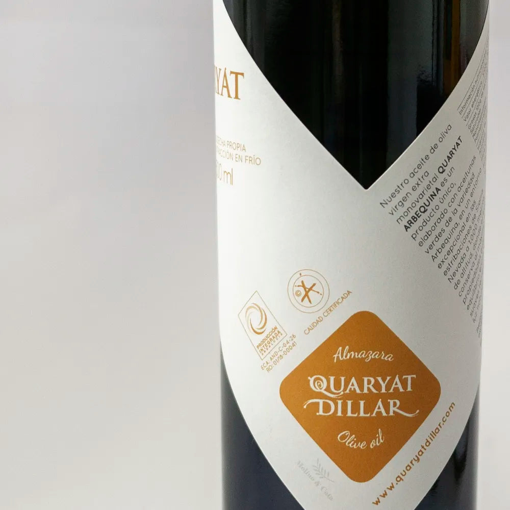 Quaryat Arbequina 500ml etiqueta closeup