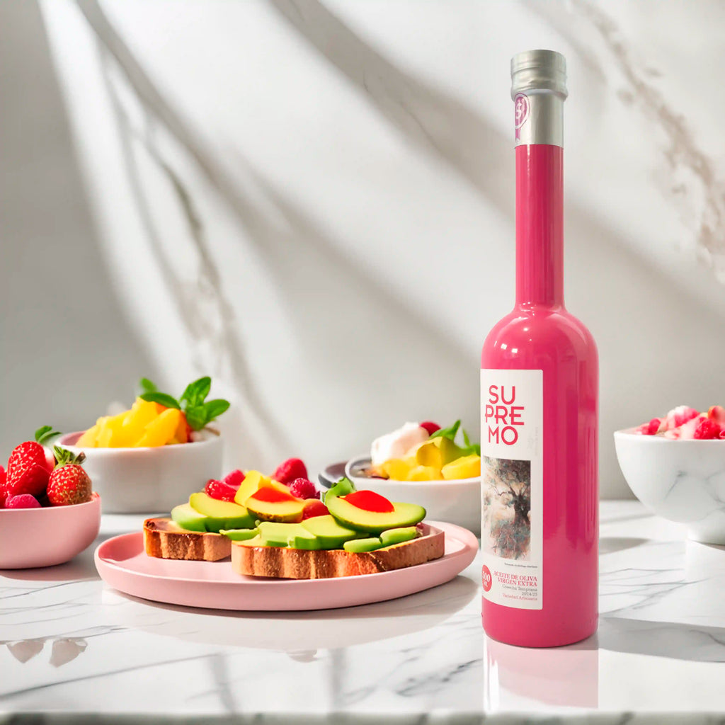 Aceite de Oliva Virgen Extra Supremo Arbosana 500ml en una escena de brunch
